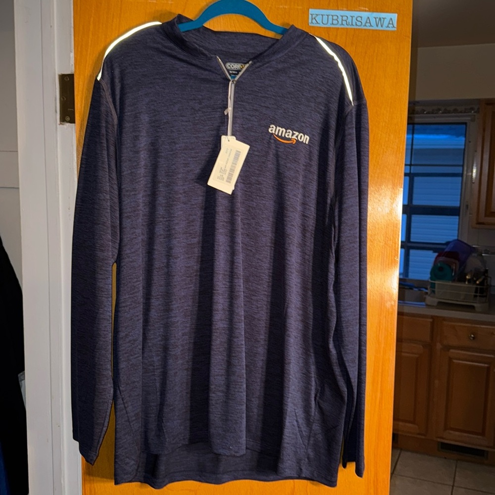 Amazon Long Sleeve Shirt 2XL NEW With Tags Classic Navy Heather Carbon